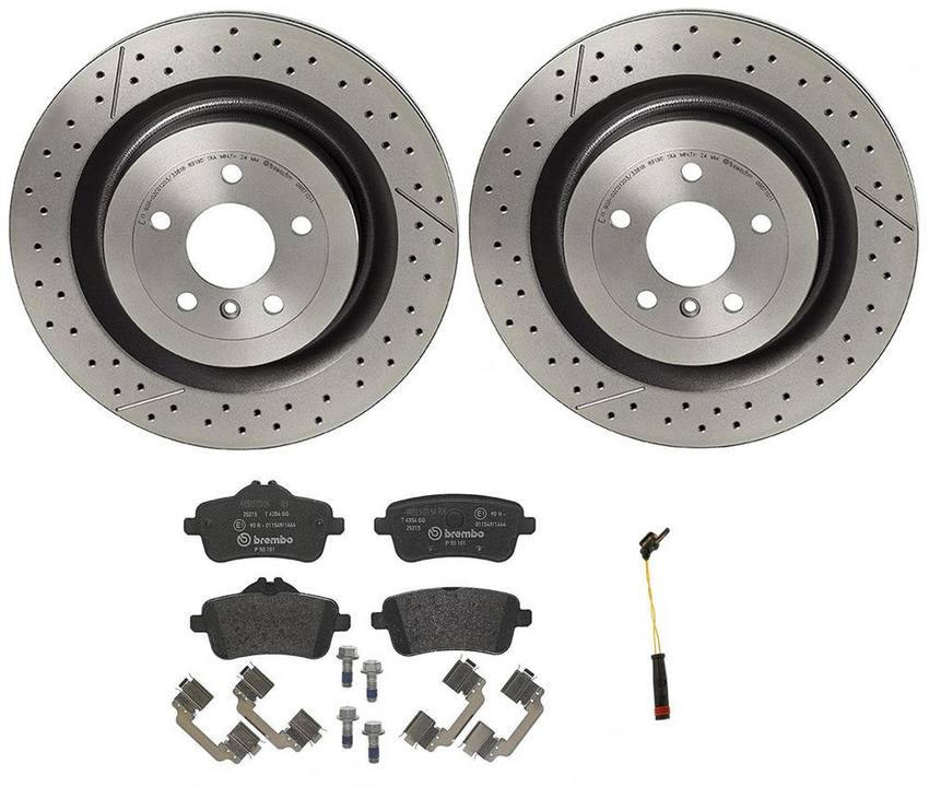 Mercedes Brembo Brakes Kit - Pads and Rotors Rear (345mm) (Low-Met) 1664230512 - Brembo 3804089KIT